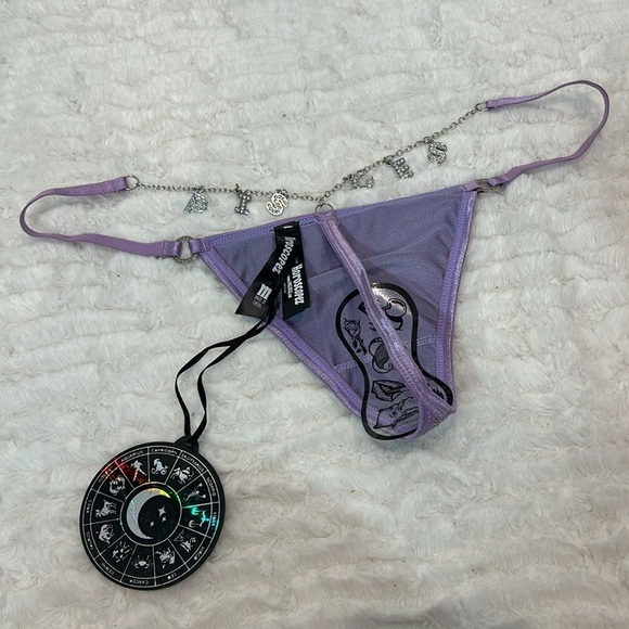 Dolls Kill horoscopes Zenned out metallic lilac Pisces charm thong medium new - Picture 3 of 6